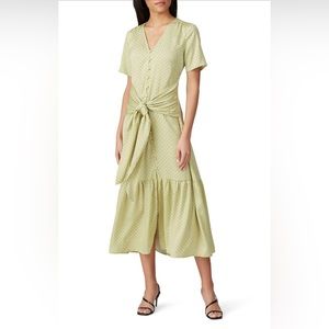 Love, Whit by Whitney Port Citron Dot Tie Waist Dress size Large (MSRP $236)